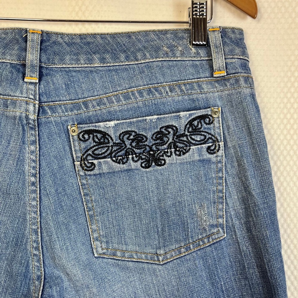 White House Black Market Denim Capri Jeans Embellished Pockets Size 10 (N724) - Picture 4 of 7
